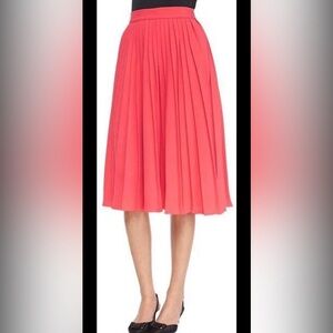 Pleated Coral MIDI Skirt